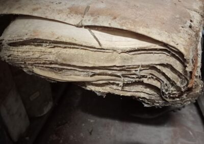 carte danneggiate da muffe e polveri